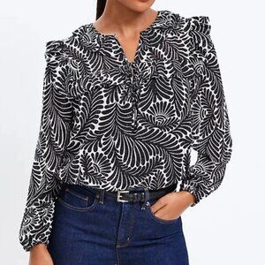 LOFT Ruffle Tie Neck Blouse (NWT)